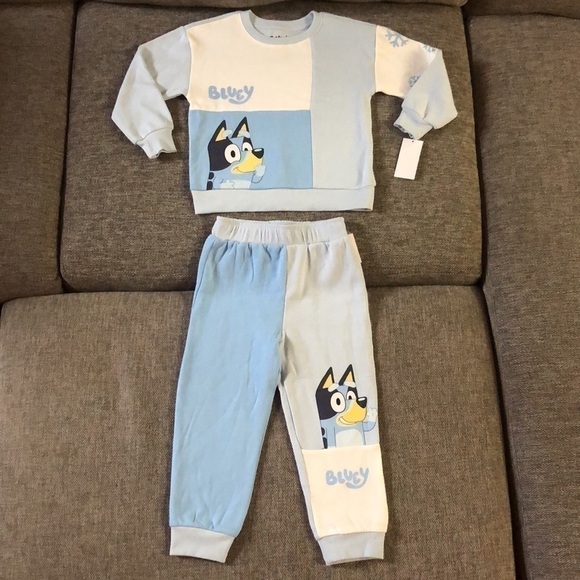 BLUEY Moose Toddler Boy Bluey Sweatshirt Pullover Sweatpants Set Blue 5T - Picture 1 of 16